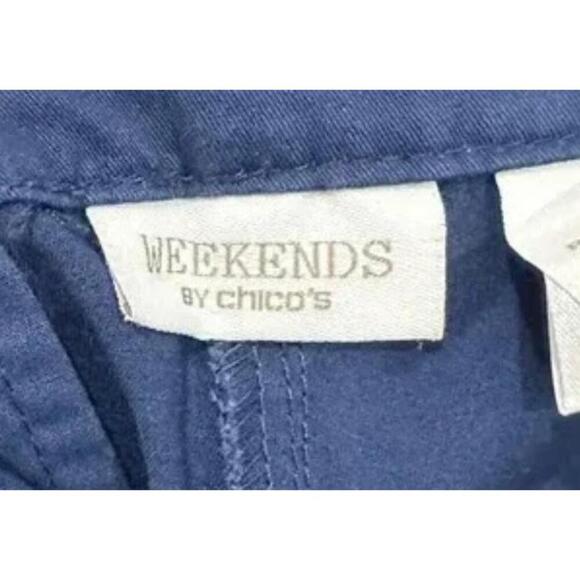 Chicos Pants Women 1  Navy Stretch Utility Pocket Casual Minimalist Preppy - Picture 5 of 7
